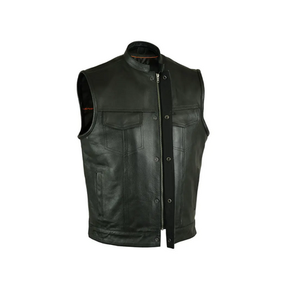 Men’s Black Motorcycle Biker leather Vest