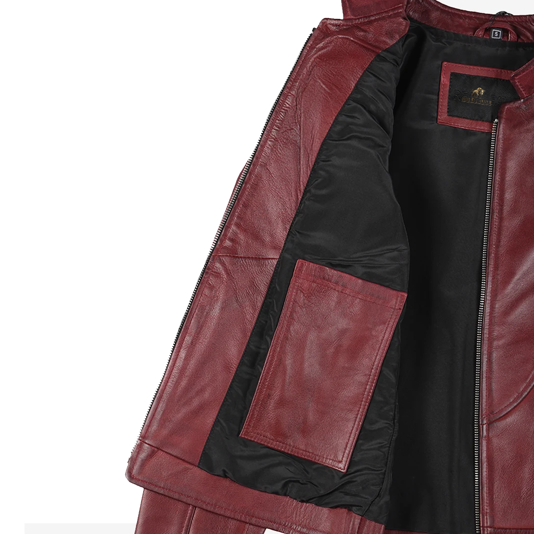 Womens Slim Fit Burgundy Leather Jacket