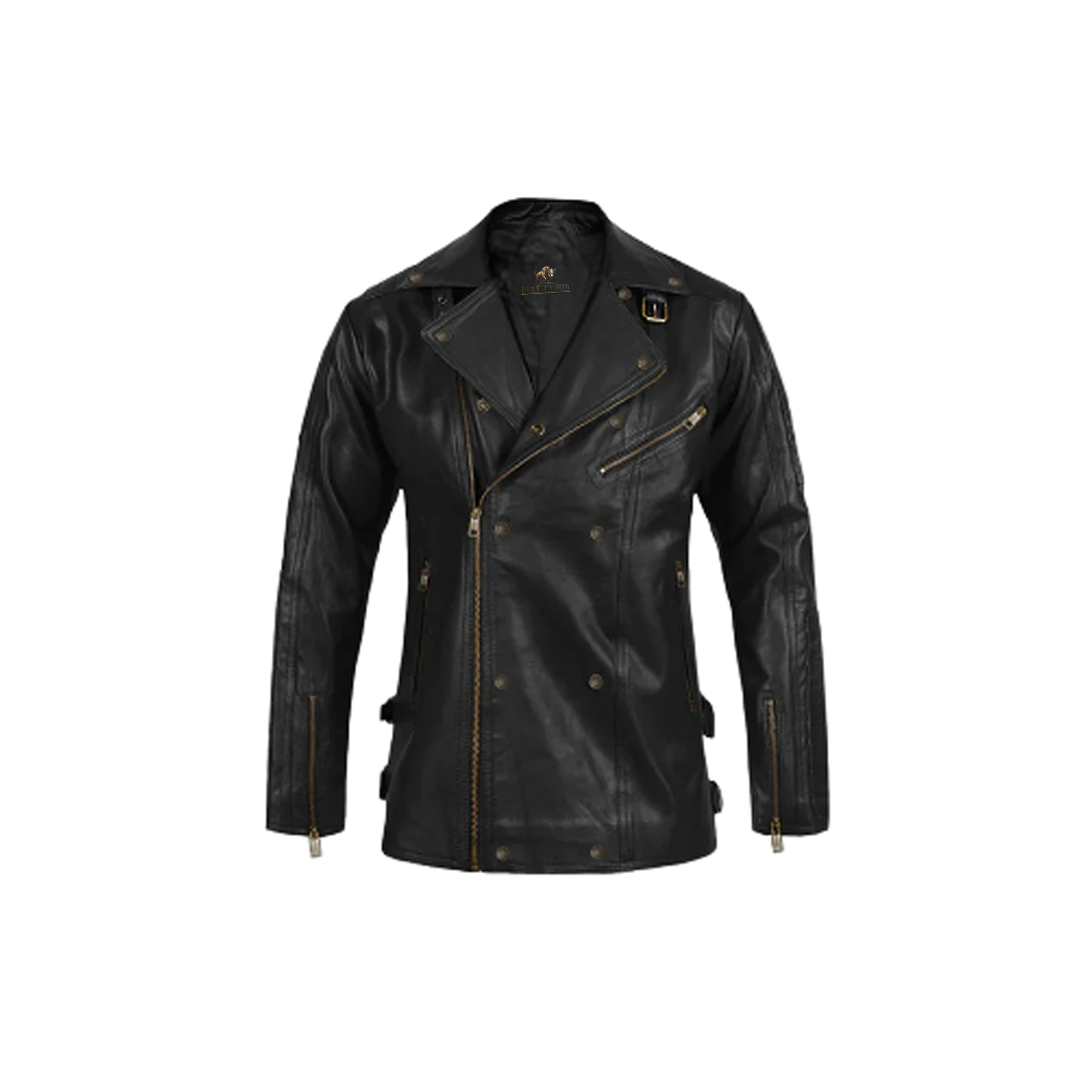 Mens Biker Black Leather Jacket