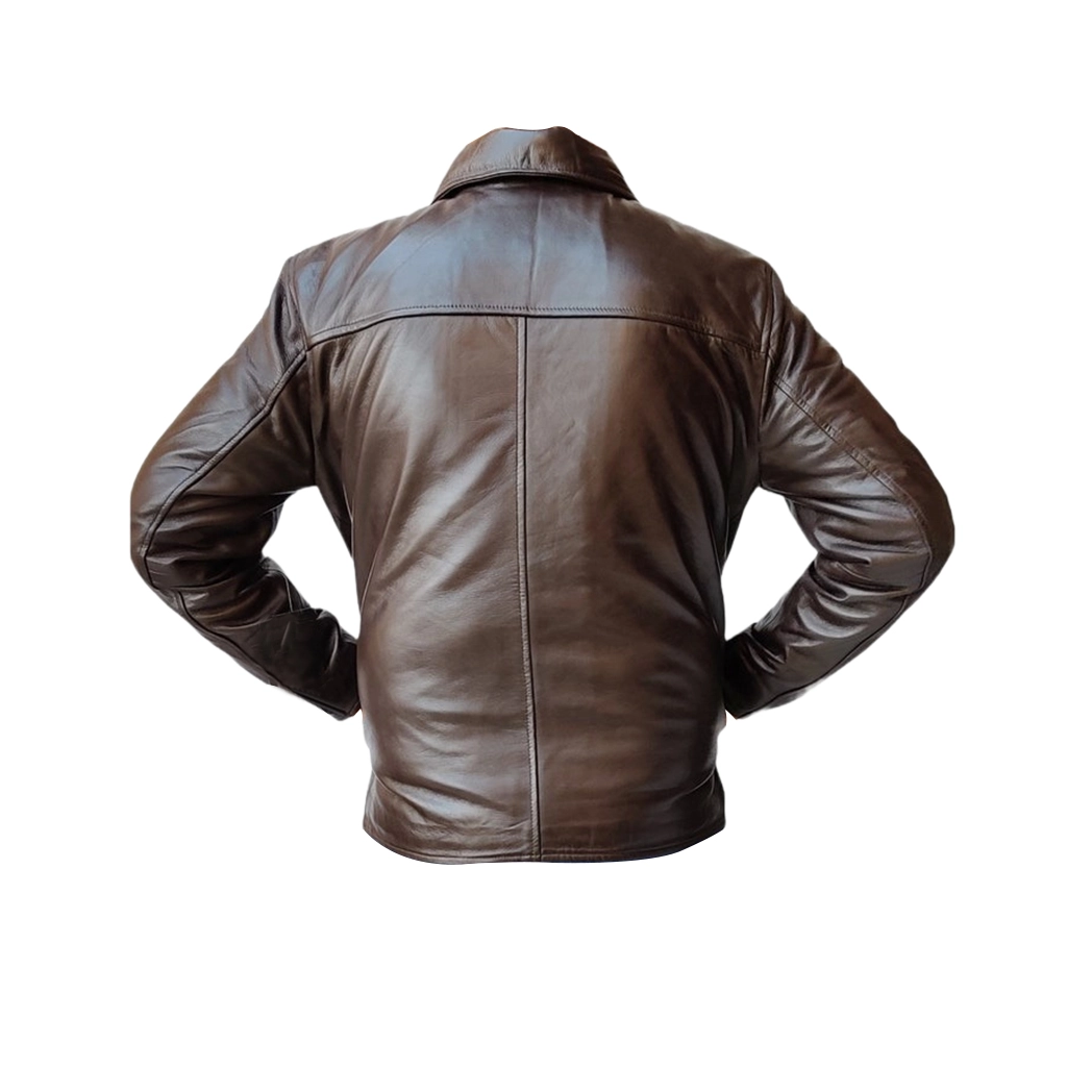 Men Brown Bomber Leather Jacket