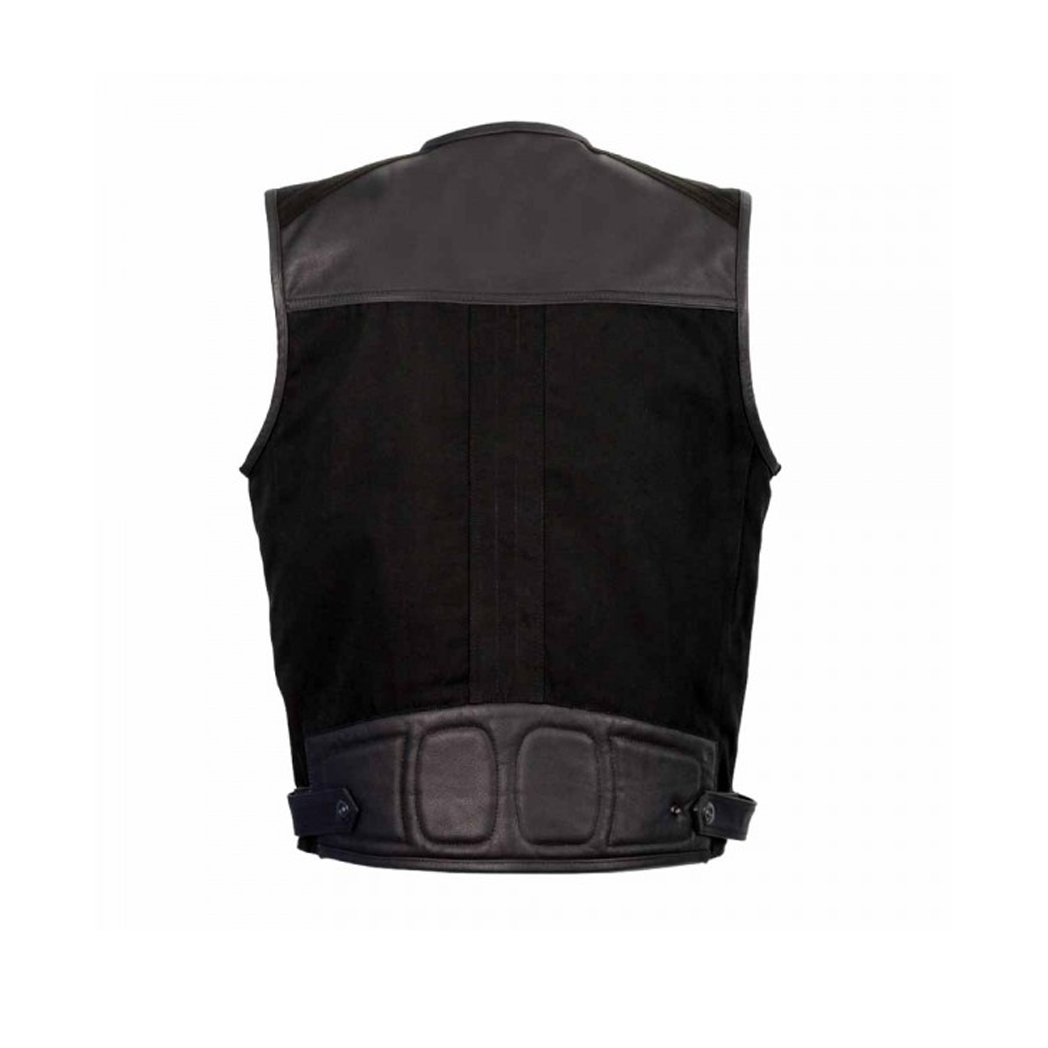 Men’s Black Multi-Pocket Leather Vest