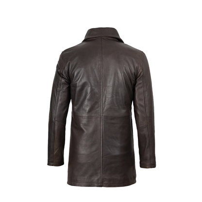 Mens Distressed Brown Vintage Car Leather Coat