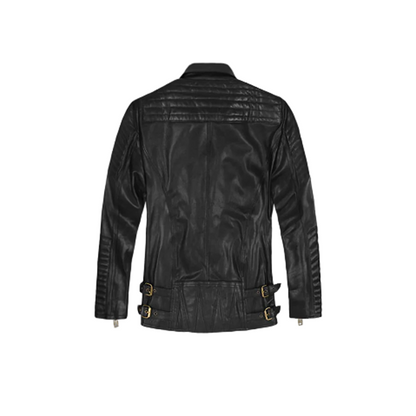 Mens Biker Black Leather Jacket
