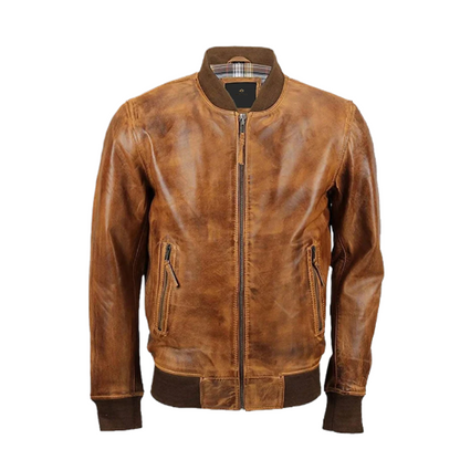 Men’s Brown Bomber Lambskin Leather Jacket