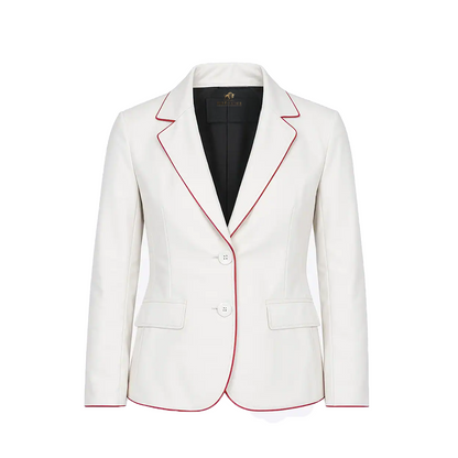 Women’s White Leather Red Border Blazer