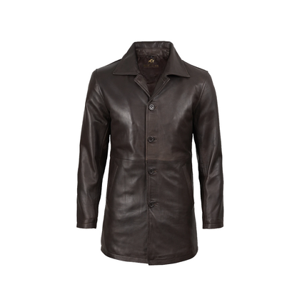 Mens Distressed Brown Vintage Car Leather Coat