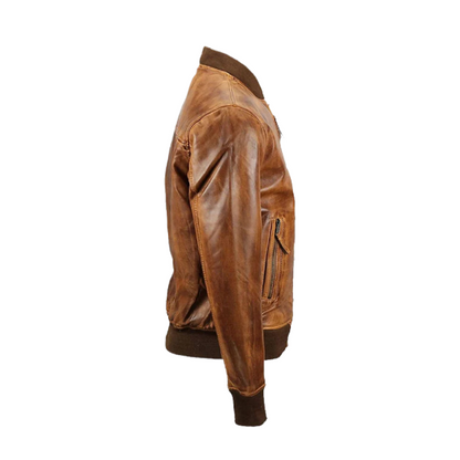 Men’s Brown Bomber Lambskin Leather Jacket