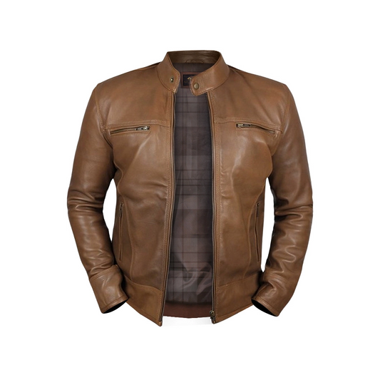 Men Camel Dodge Biker Jacket