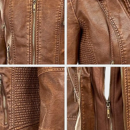 Women Removable Brown Hooded Jacket