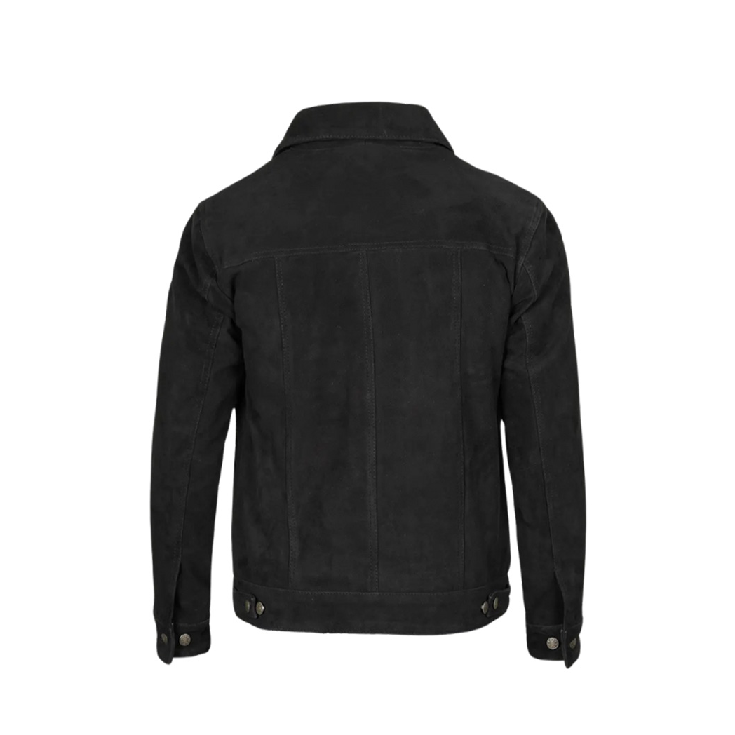 Men’s Black Classic Suede Trucker Jacket