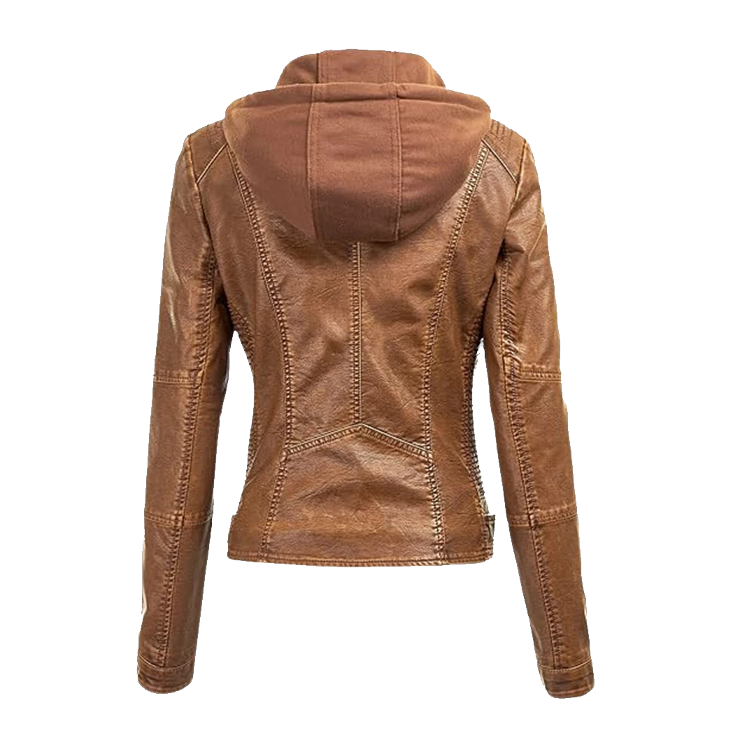 Women Removable Brown Hooded Jacket