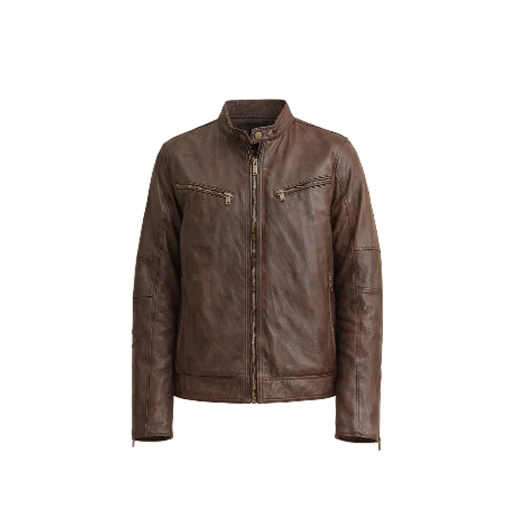 Men’s Brown Moto Biker Leather Jacket