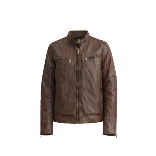 Men’s Brown Moto Biker Leather Jacket