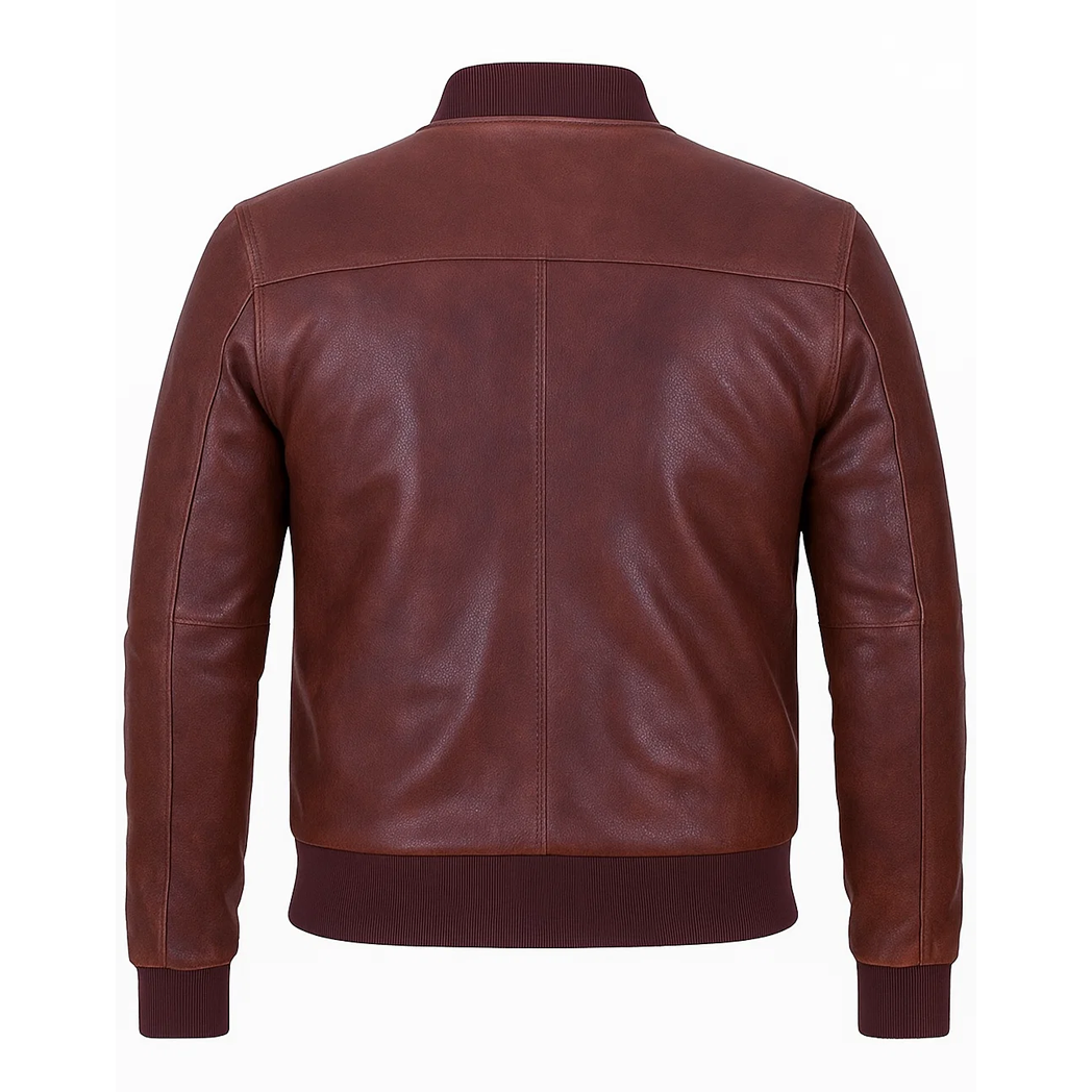 Men’s Vintage Brown Leather Bomber Jacket