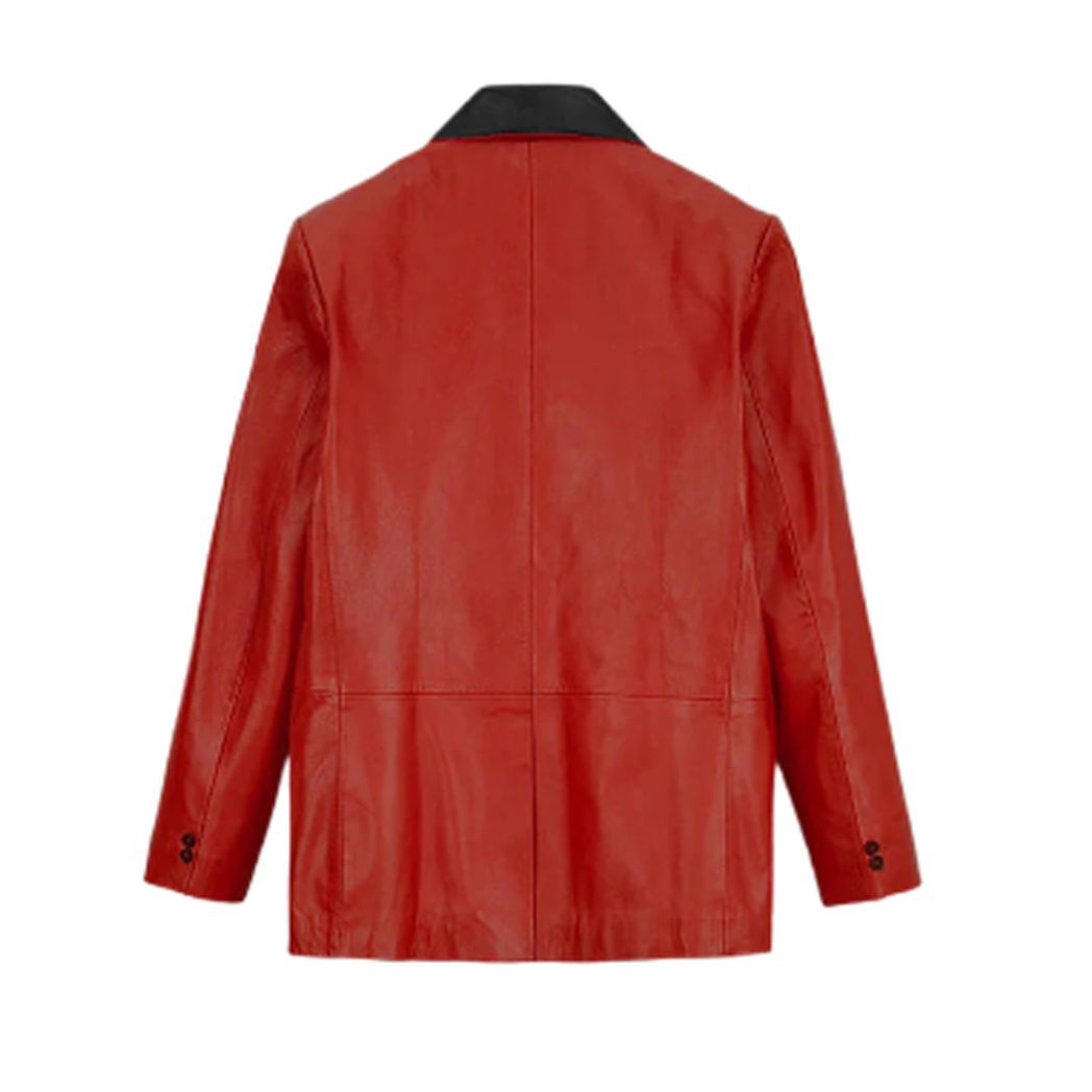 Mens Red Hampton Leather Blazer