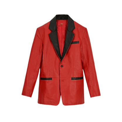 Mens Red Hampton Leather Blazer