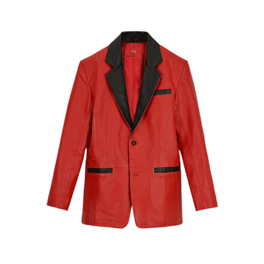 Mens Red Hampton Leather Blazer