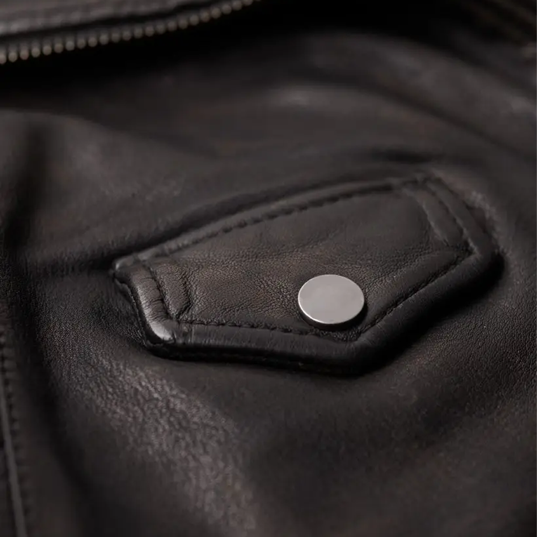 Women Distressed Leather Biker Jacket