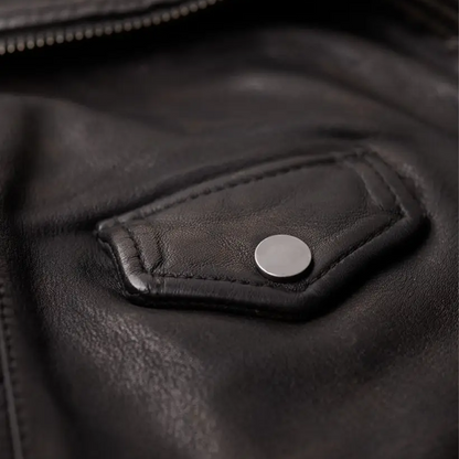 Women Distressed Leather Biker Jacket