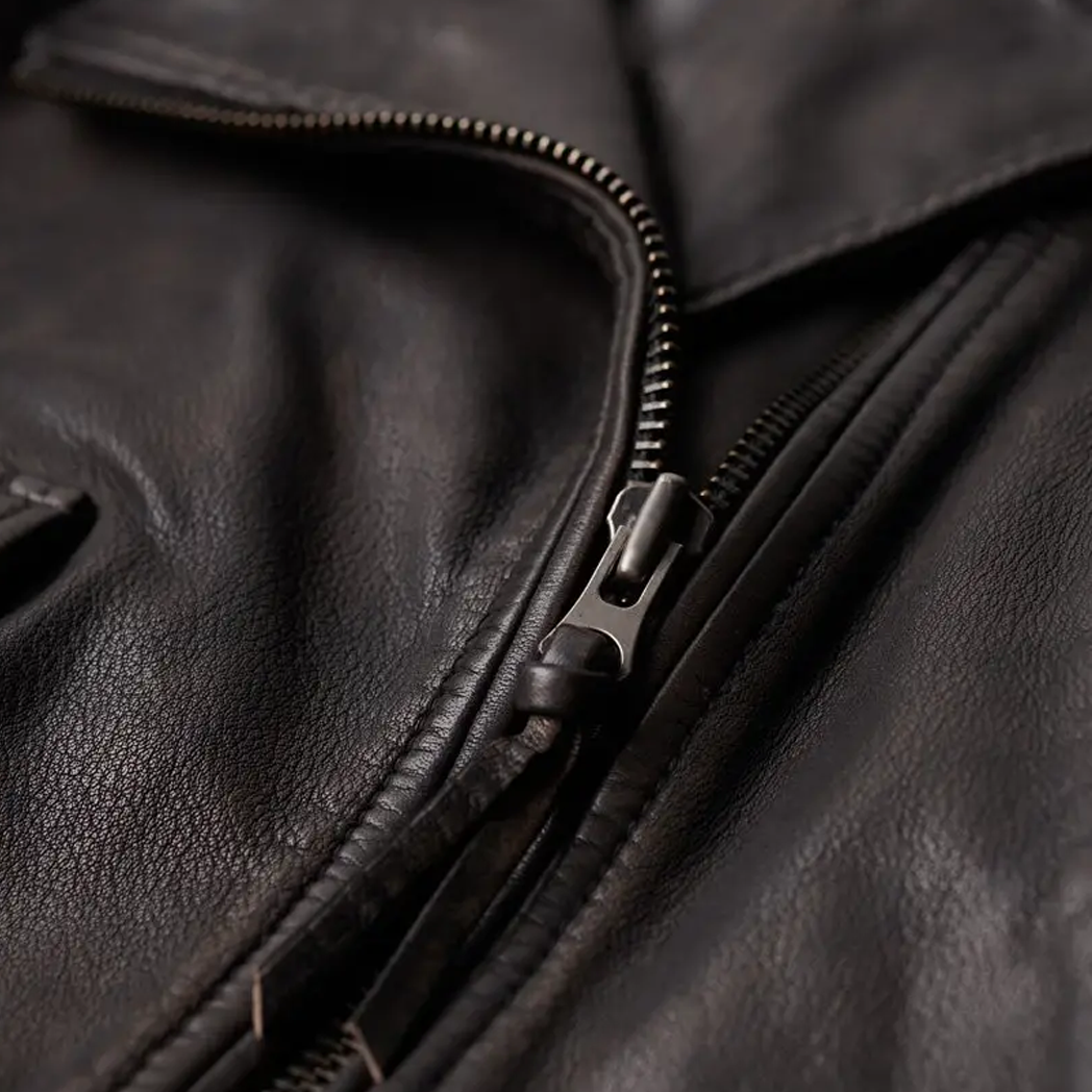 Women Distressed Leather Biker Jacket