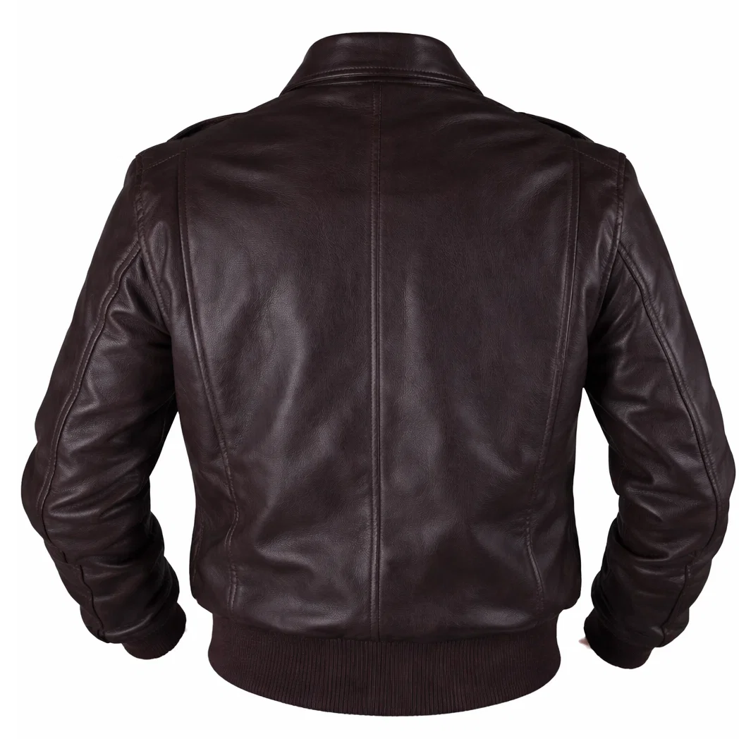 Mens Air Force A-2 RAAF Flight Dark Brown Leather Jacket