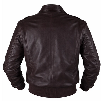 Mens Air Force A-2 RAAF Flight Dark Brown Leather Jacket