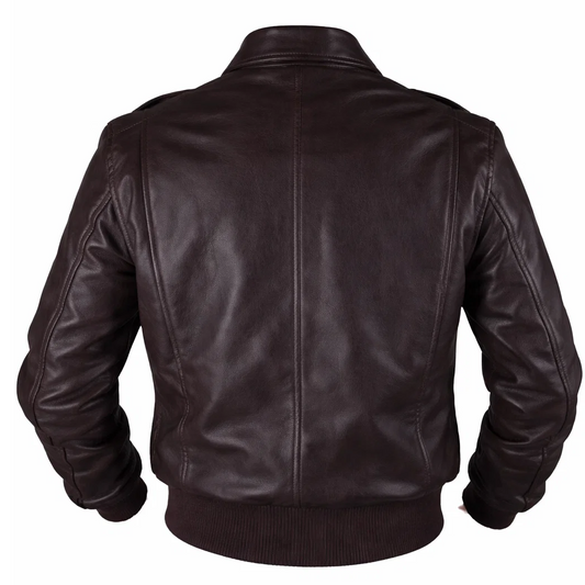 Mens Air Force A-2 RAAF Flight Dark Brown Leather Jacket