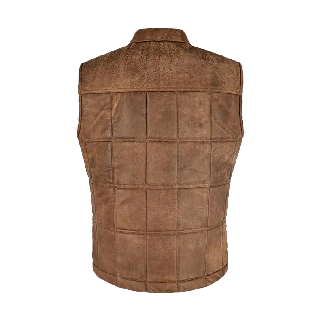 Men’s Brown Buff Padded Leather Vest
