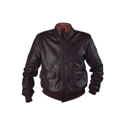 Mens Air Force A-2 RAAF Flight Dark Brown Leather Jacket