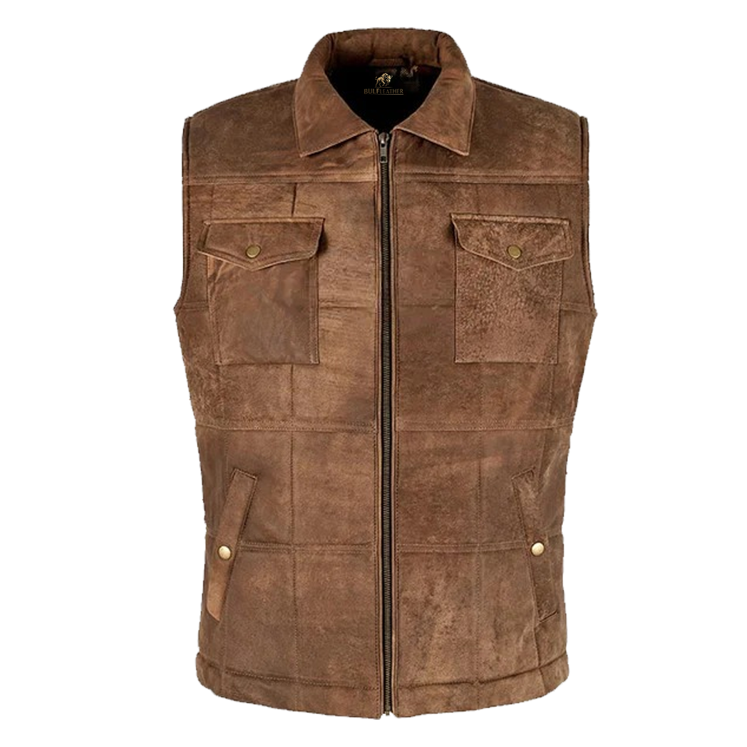Men’s Brown Buff Padded Leather Vest