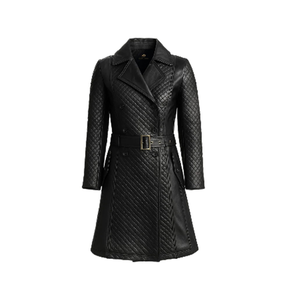 Women’s Sweet Susan Black Leather Trench Coat