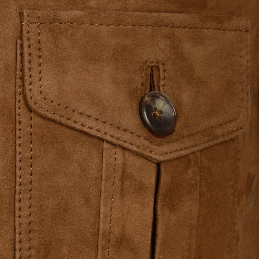 Mens Soft Caramel Brown Suede Leather Blazer