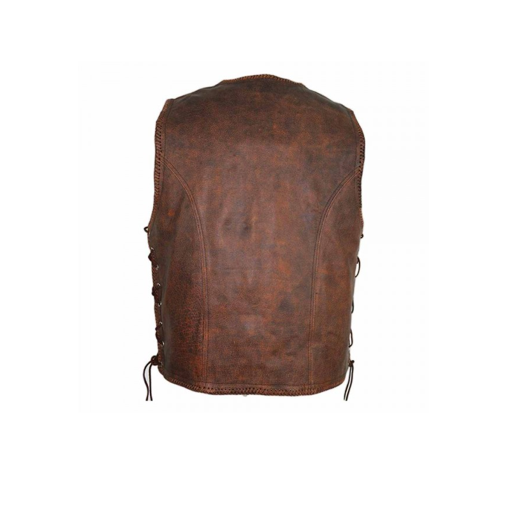 Men’s Brown Cowhide Biker Leather Vest