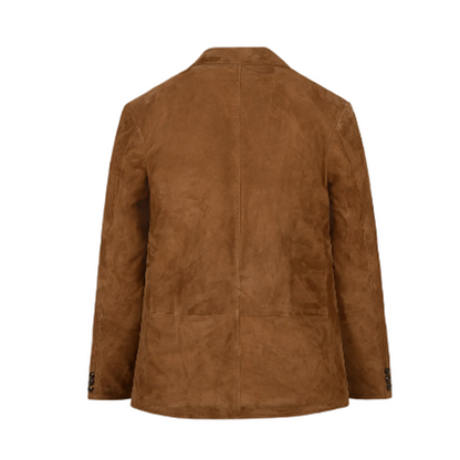 Mens Soft Caramel Brown Suede Leather Blazer