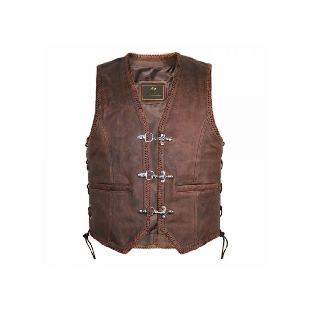 Men’s Brown Cowhide Biker Leather Vest
