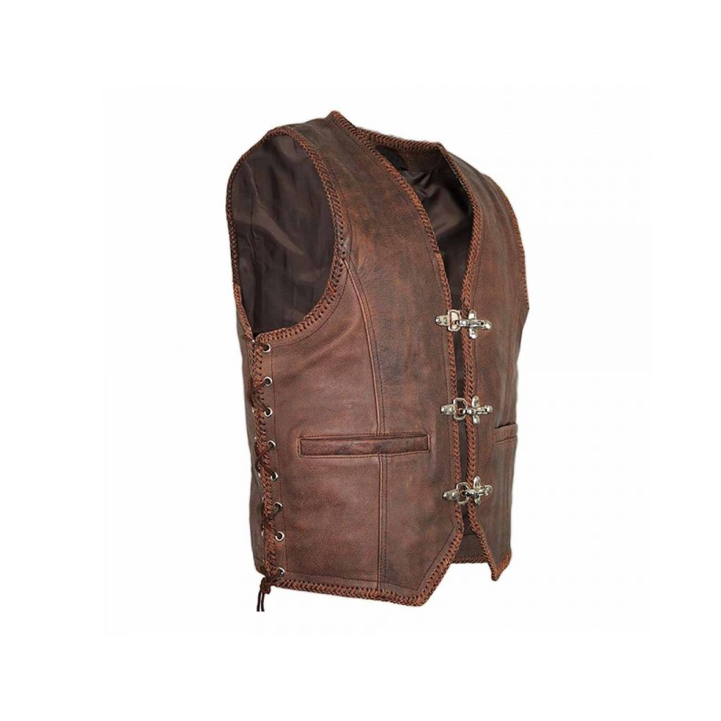 Men’s Brown Cowhide Biker Leather Vest
