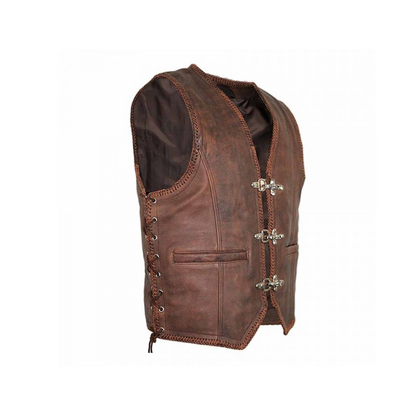 Men’s Brown Cowhide Biker Leather Vest