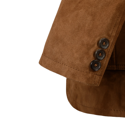 Mens Soft Caramel Brown Suede Leather Blazer