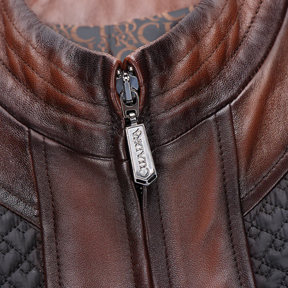 Men’s Brown Ovine Contrasting Leather Vest