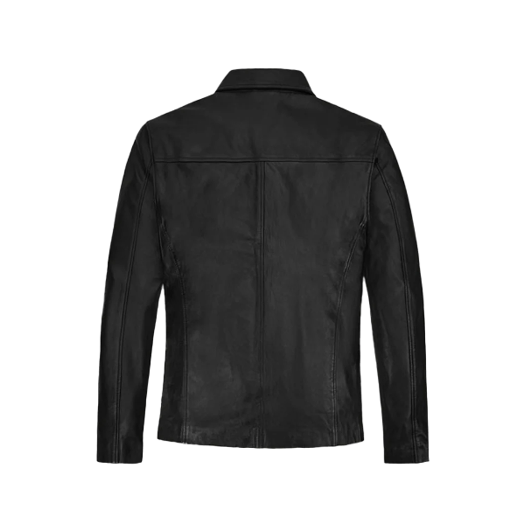 Mens Christian Bale Black Leather Jacket