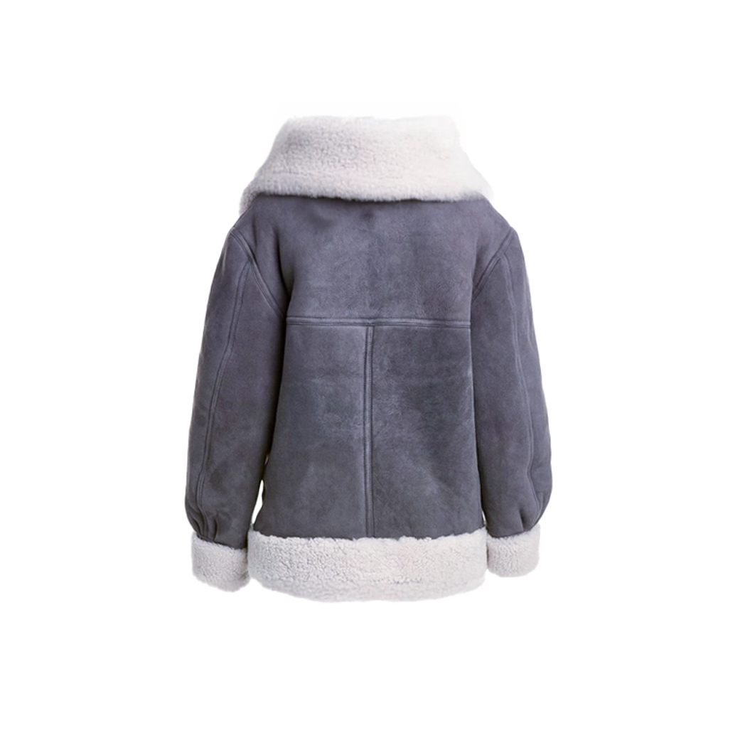 Women Grey Suede Leather Jacket