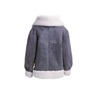Women Grey Suede Leather Jacket