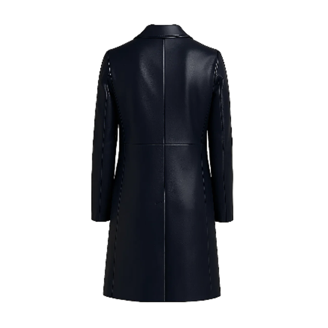 Womens Bitonto 3/4 Length Black Leather Coat
