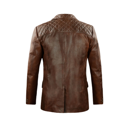 Mens Spanish Brown Harper Leather Blazer
