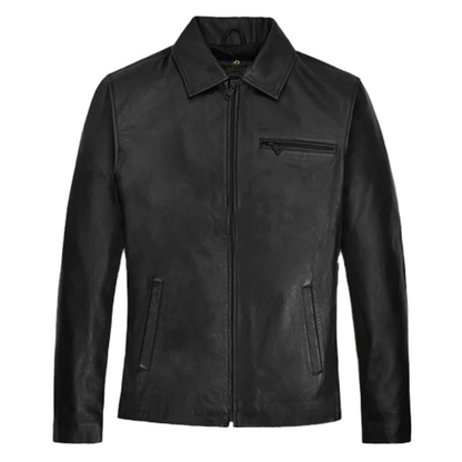Mens Christian Bale Black Leather Jacket