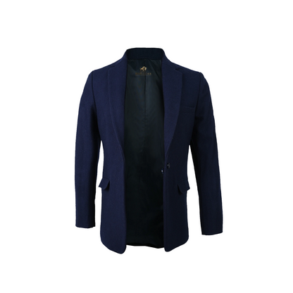 Women’s Notch Lapel Navy Blue Wool Blazer