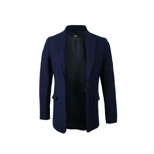 Women’s Notch Lapel Navy Blue Wool Blazer
