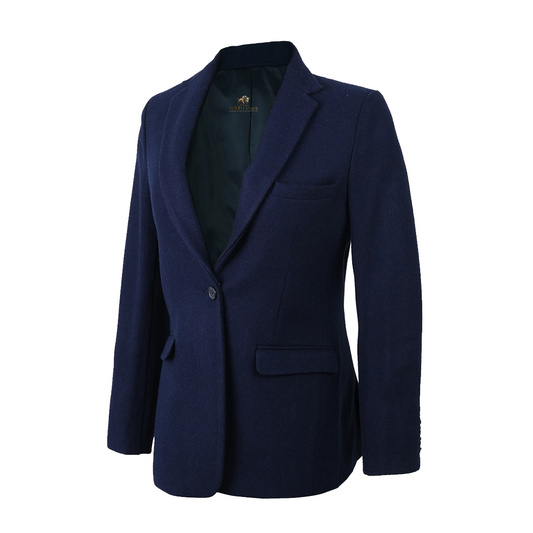 Women’s Notch Lapel Navy Blue Wool Blazer