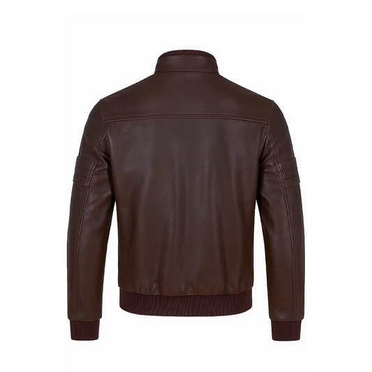 Mens Brown Leather Biker Jacket
