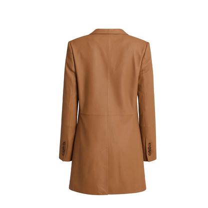 Womens Brown Long Real Leather Coat